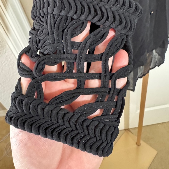 Sheer black long sleeve shirt rose gold buttons and embellished cuffs. Sz S - Picture 2 of 6